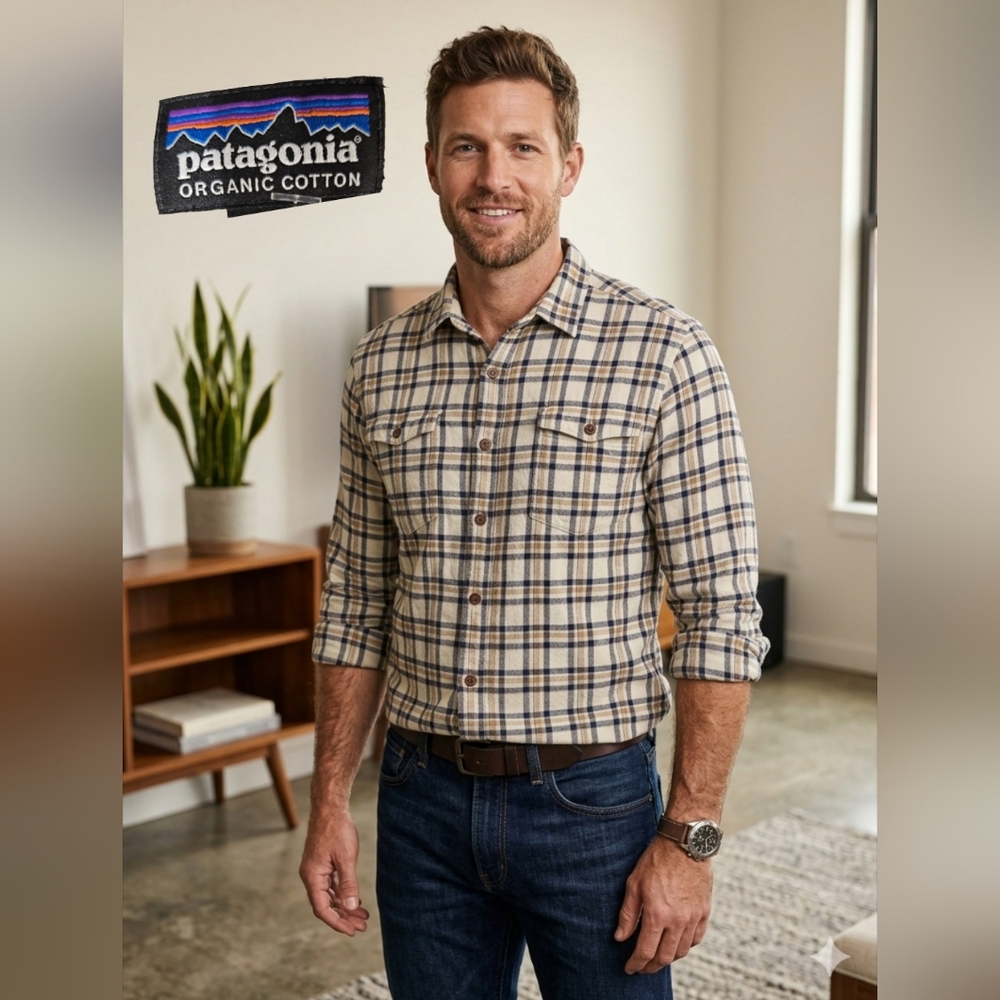 Patagonia Organic Cotton Plaid Flannel Button Down Shirt - Medium